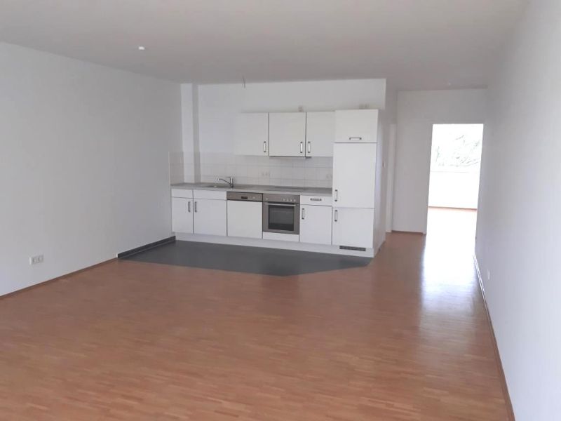 Wohnzimmer mit offener moderner Küche