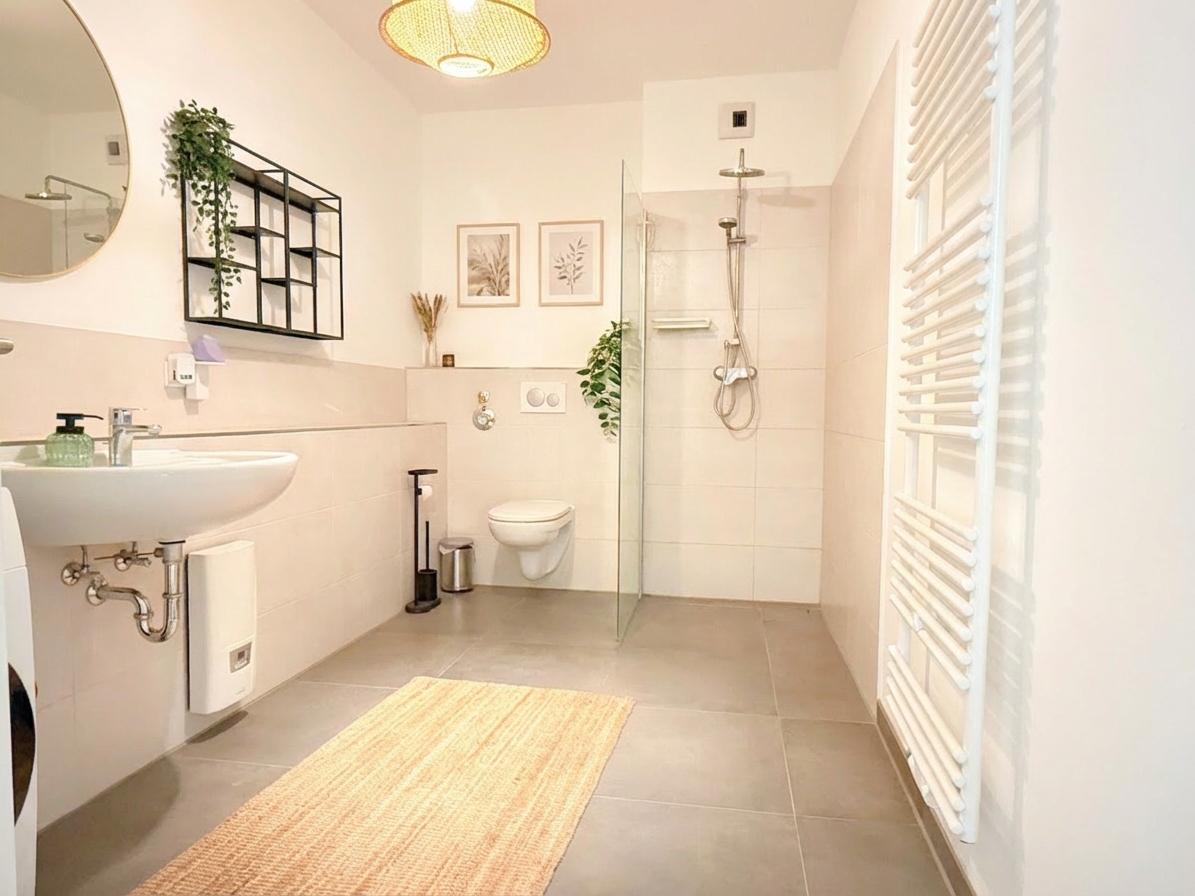 Badezimmer (Bild wurde mit Hilfe von Künstlicher Intelligenz optimiert.)