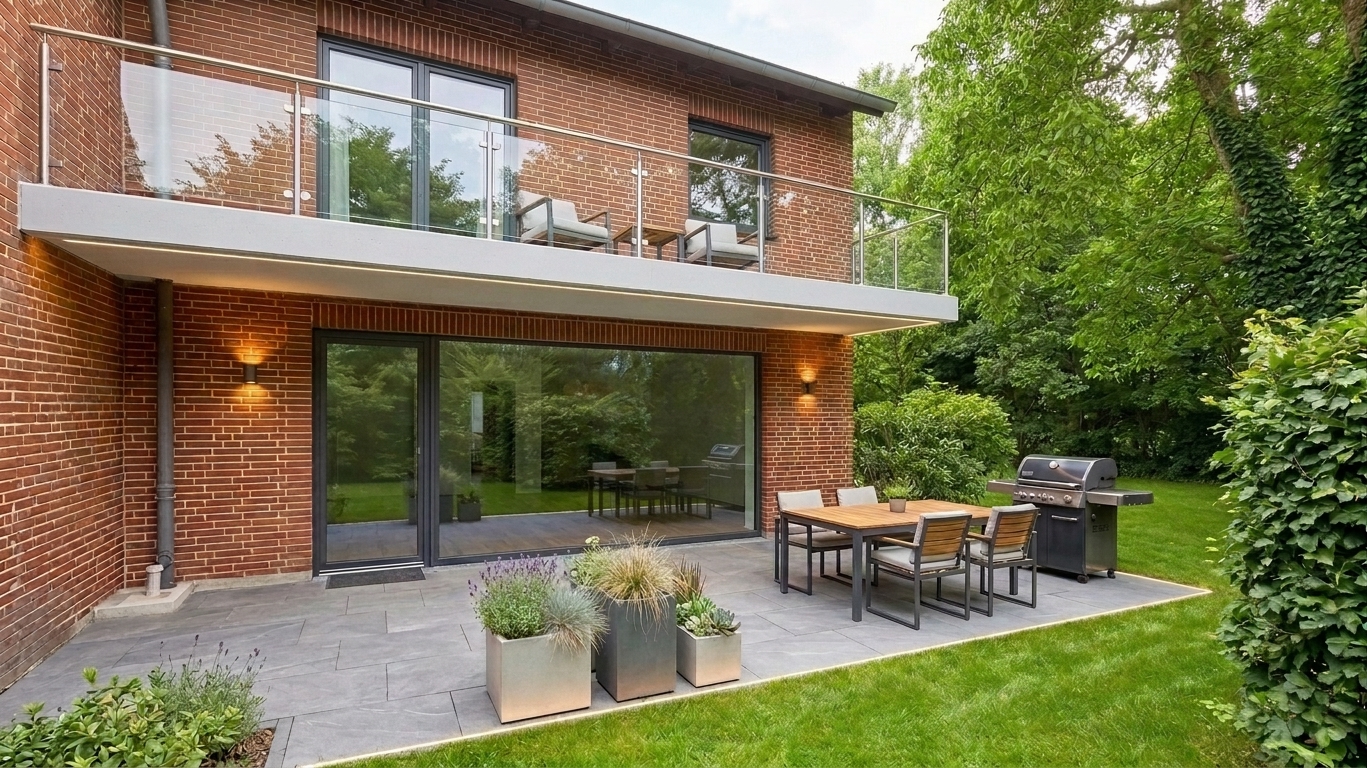 Terrassenansicht (Dieses Bild wurde mithilfe von KI generiert und dient ausschließlich Originalbild als Visualisierungsidee)