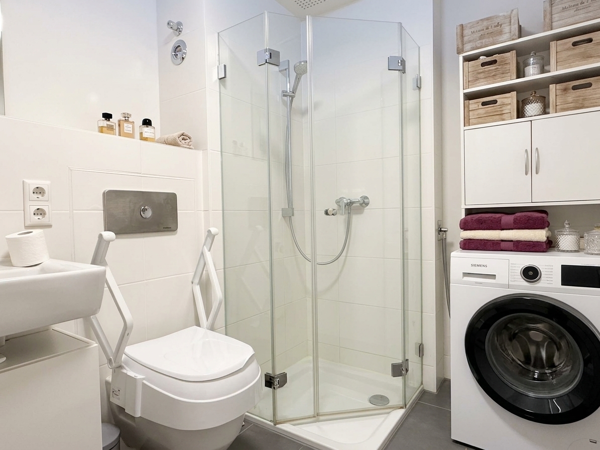 Badezimmer mit Wanne + Dusche - KI-generiert