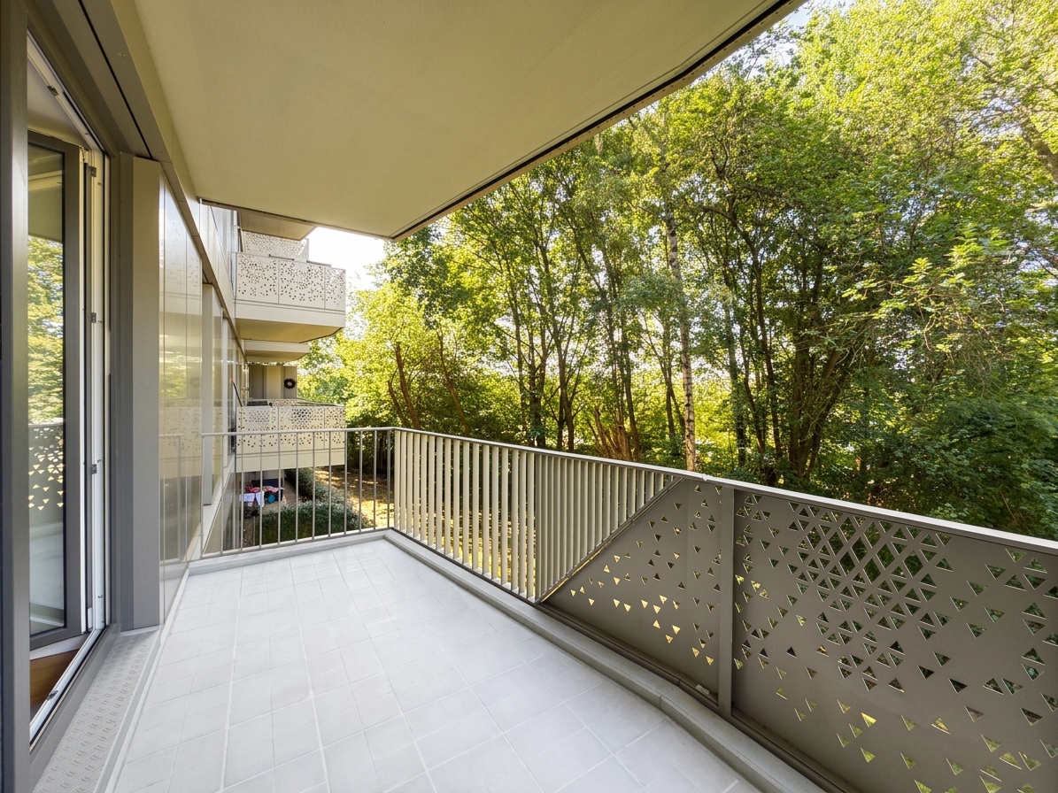 Balkon mit Blick ins Grüne - KI-generiert