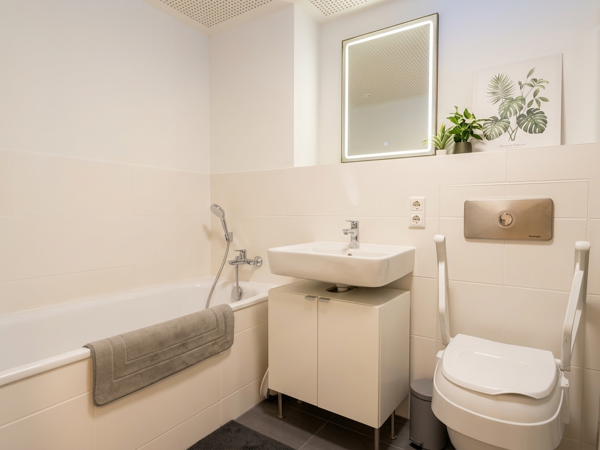 Badezimmer mit Wanne + Dusche - KI-generiert