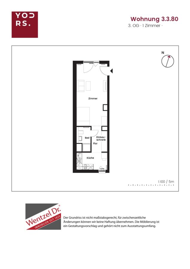 Geräumige 1-Zimmer-Wohnung in Hamburg-Wandsbek! - Grundriss