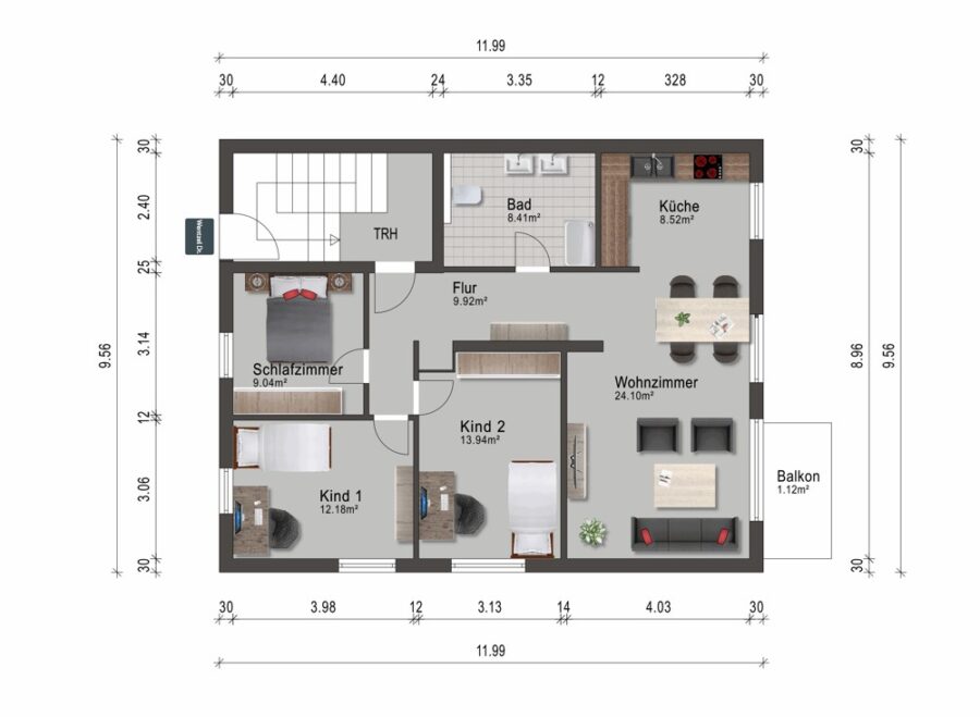 Attraktive Obergeschosswohnung in bester, zentraler Lage von Walluf - Grundriss