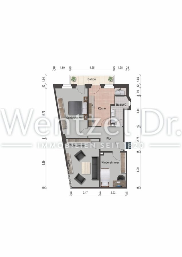 Helle Wohnung mit Balkon, Keller und Stellplatz im Herzen Eltvilles - Grundriss