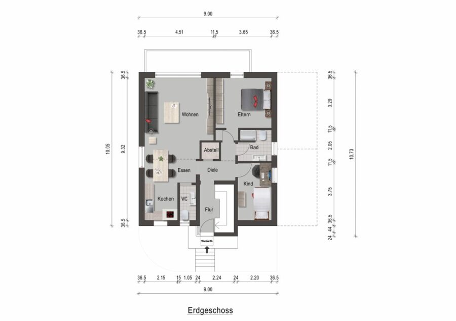 Renovierungsbedürftiges Zweifamilienhaus mit Ausbaupotenzial und guter Renditechancen - Grundriss EG