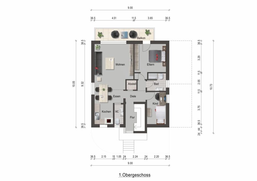 Renovierungsbedürftiges Zweifamilienhaus mit Ausbaupotenzial und guter Renditechancen - Grundriss 1.OG