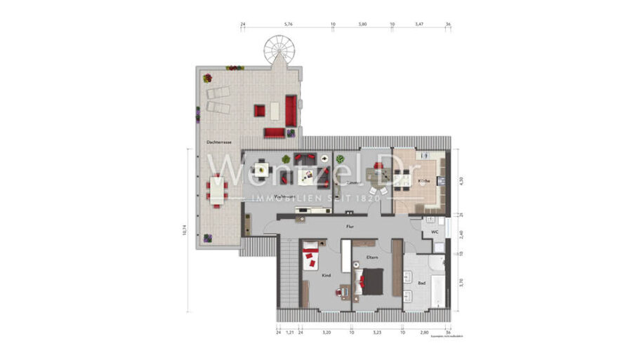 PROVISIONSFREI für Käufer – Hauscharakter! Attraktive 4-Zimmer-Wohnung mit Dachterrasse und Garten - Grundriss