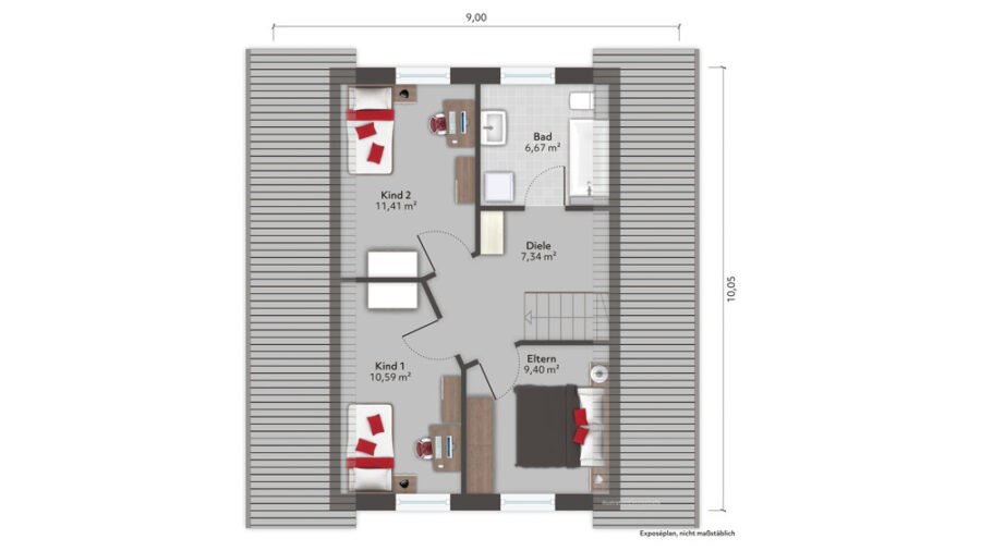 Einfamilienhaus in ruhiger Lage von Lüneburg Rettmer - Grundriss OG