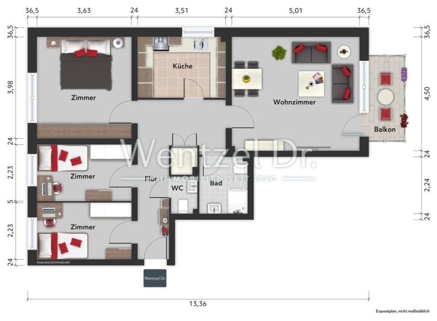 KEINE PROVISION für Käufer - komplett modernisierte 4-Zi-Wohnung - Grundriss