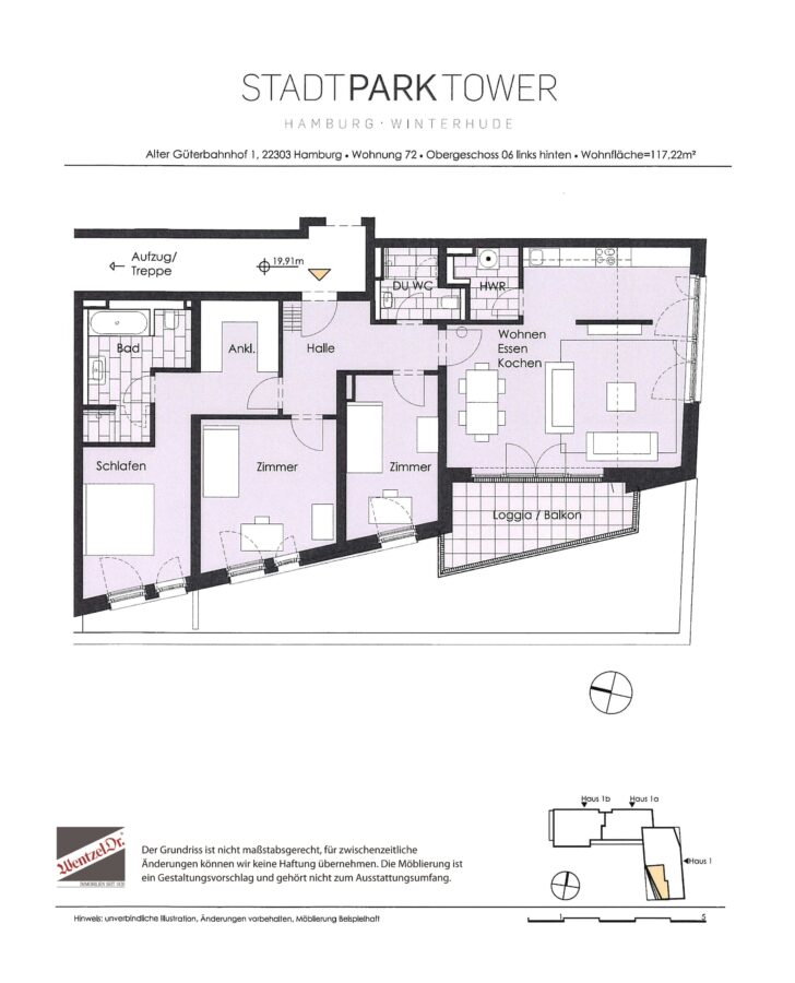 Moderne Familienwohnung mit Balkon im Alten Güterbahnhof - Grundriss