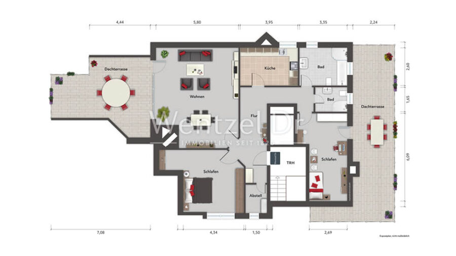 PROVISIONSFREI FÜR KÄUFER - Schickes Penthouse mit Aufzug und zwei Dachterrassen im Glinder Zentrum - Grundriss