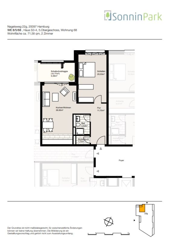 Moderne Neubauwohnung mit Stil - Grundriss