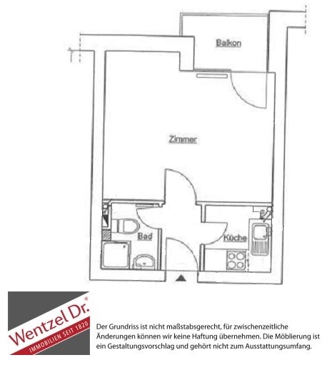 Gemütliche Singlewohnung mit Balkon und Kellerraum - Grundriss