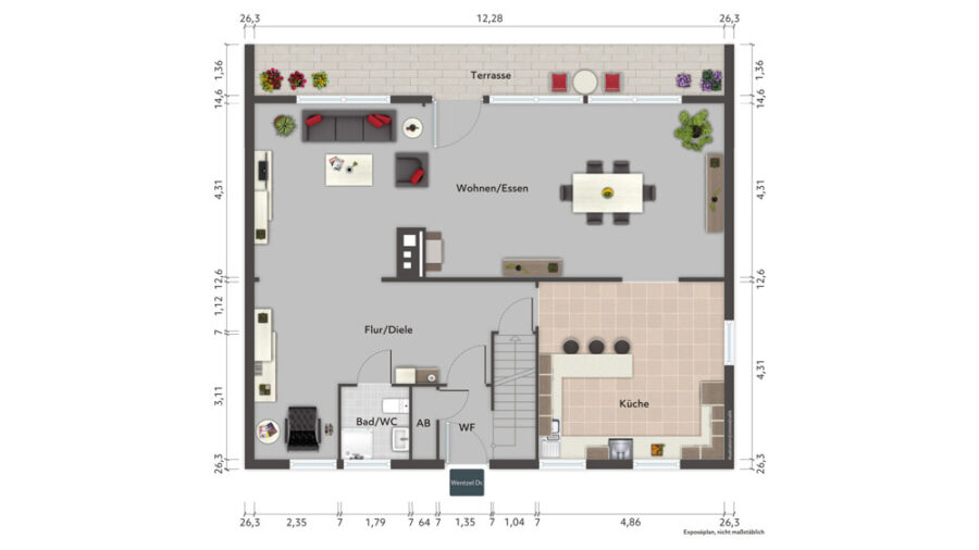 Einfamilienhaus mit Gartenparadies - Grundriss EG