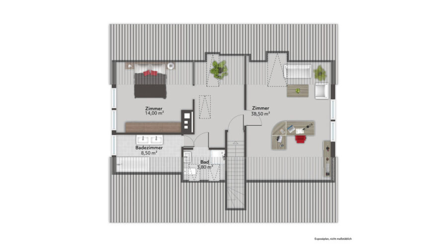 Einfamilienhaus mit Gartenparadies - Grundriss OG