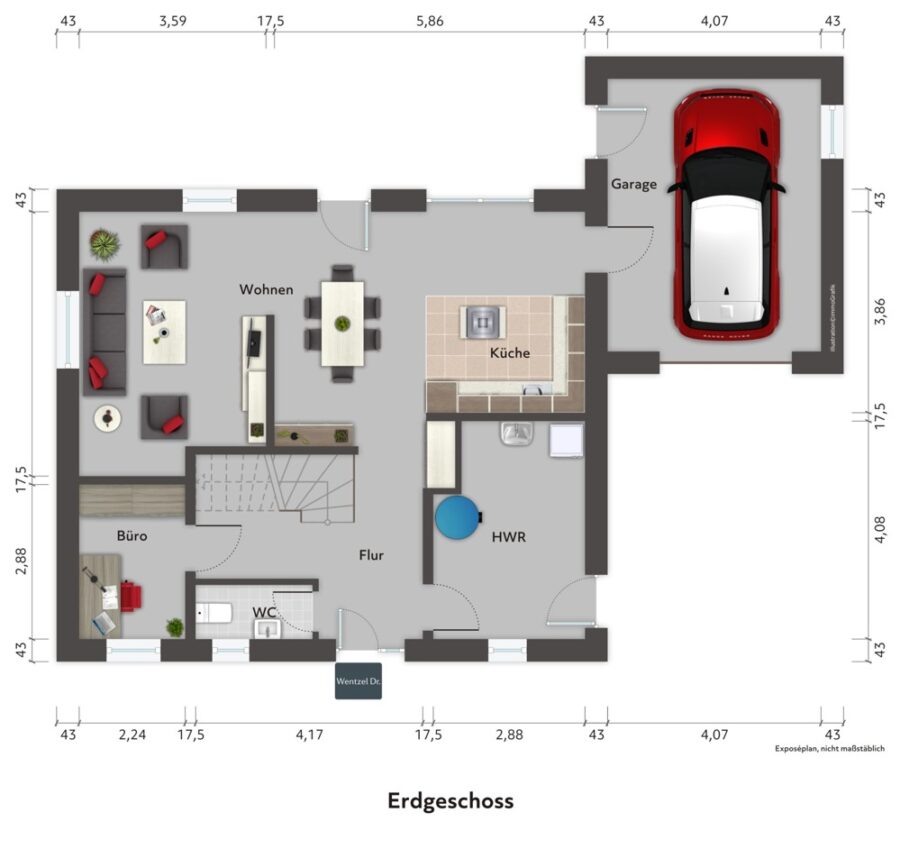 Hochwertiges Neubau-Einfamilienhaus in ruhiger Lage mit traumhaften Garten - Grundriss Erdgeschoss