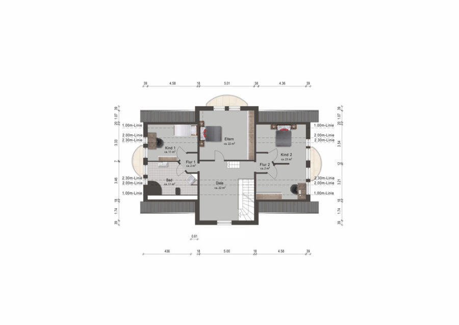 Das besondere Architektenhaus in Sackgassenlage auf Fehmarn - Mit Wintergarten und Wärmepumpe - Grundriss DG