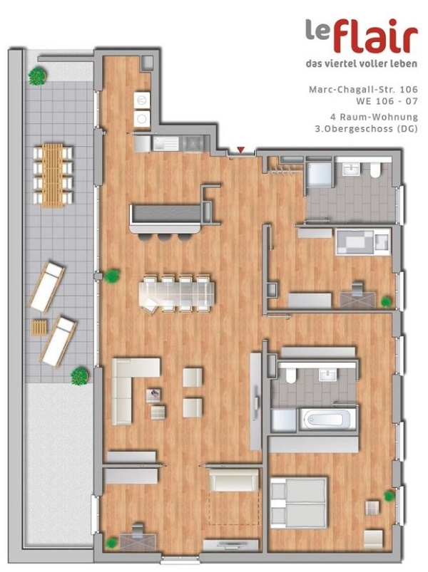 Großzügige 4 Zimmerwohnung im "Le Flair" - Grundriss