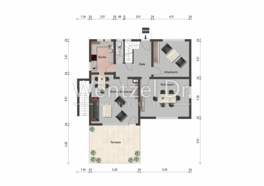 Frei stehendes Einfamilienhaus auf großem Grundstück in toller Lage von Wiesbaden Bierstadt - Grundriss EG