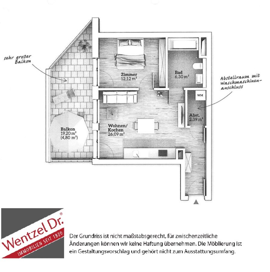 Gemütliche Pärchenwohnung mit hochwertiger Ausstattung! - Grundriss