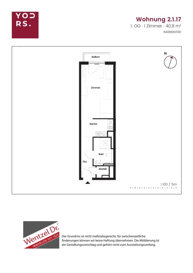 Gemütliche 1 Zimmerwohnung mit Balkon - Grundriss