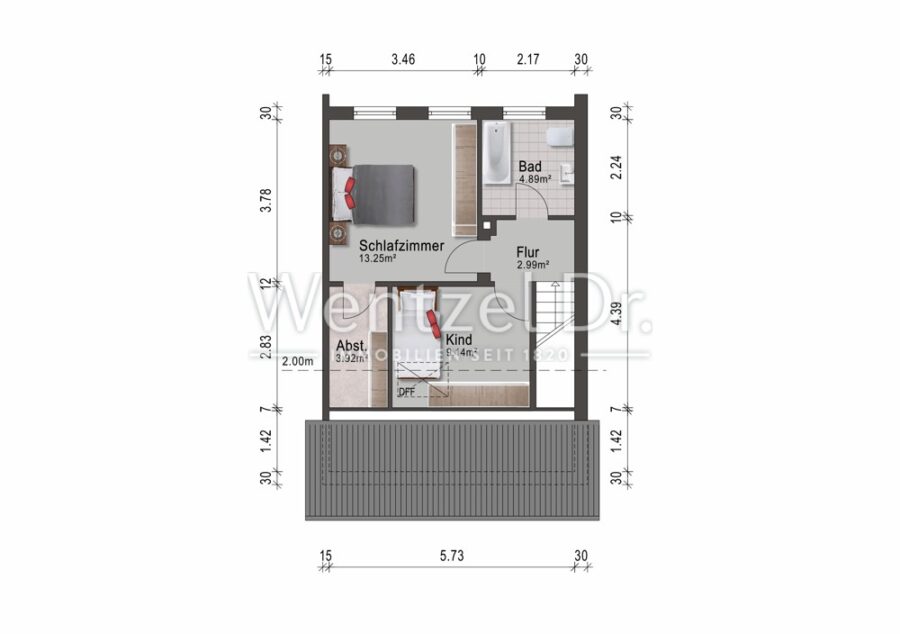 Charmantes Endreihenhaus mit Potenzial in ruhiger Lage von Lübeck/Kücknitz - Grundriss OG