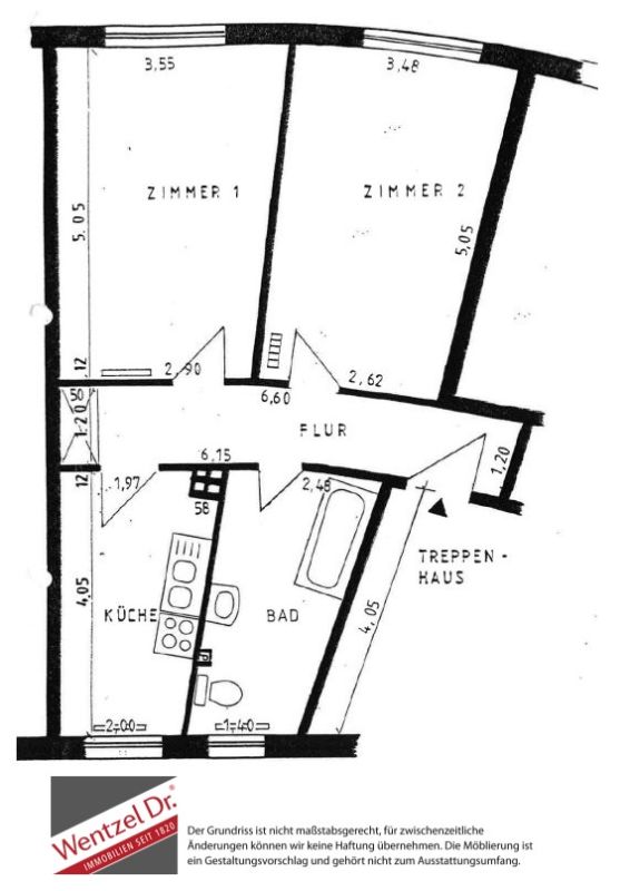 Gemütliche Single- oder Pärchenwohnung am Osterbekkanal - Grundriss