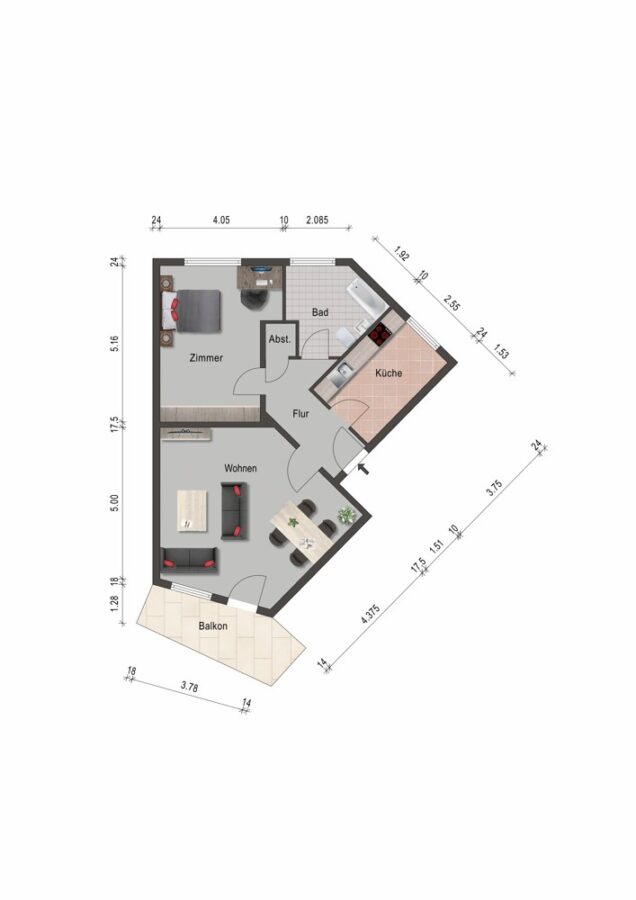 PROVISIONSFREI FÜR KÄUFER - Gut geschnittene 2-Zimmer-Wohnung – Vermietet und gepflegt - Grundriss