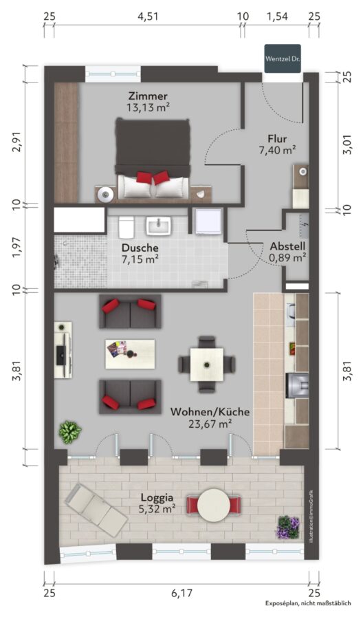 Erstbezug! Komfortable 2-Zimmer-Wohnung mit Aufzug und TG! - Grundriss