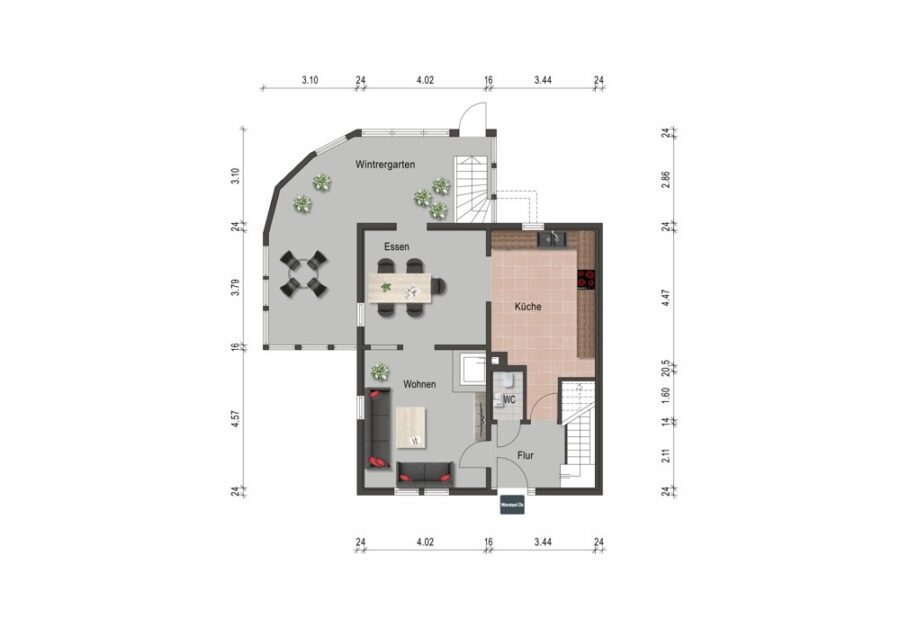 Wunderschönes Anwesen mit 2 EFH, Teich, Bürotrakt, Werkstatt, Hof, Garten, Fahrzeughalle und Scheune - HG EG