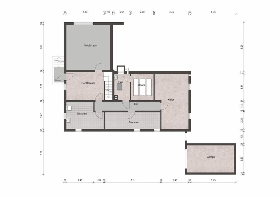 Charmanter Bungalow in Raunheim: Freistehendes Einfamilienhaus mit großem Garten! (Erbpacht) - Grundriss Keller