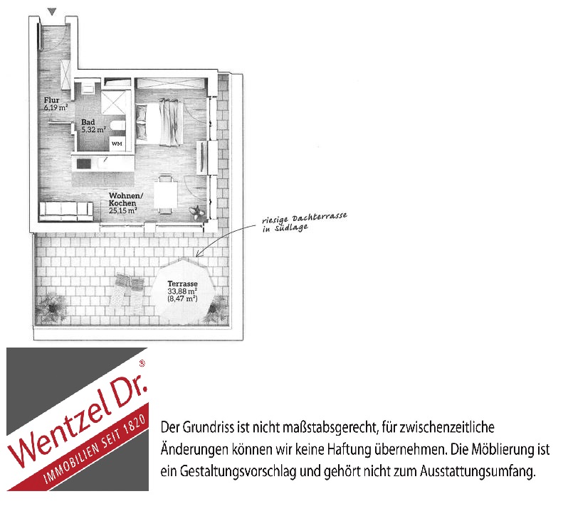 Single-Apartment mit Dachterrasse in der Bremer Neustadt! - Grundriss