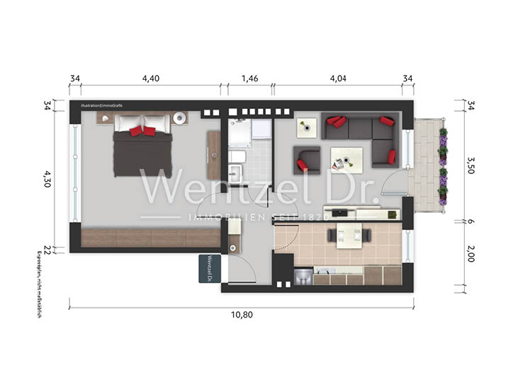 2-Zimmer-Wohnung in ruhiger Wohnstraße von Hamburg-Eppendorf - Grundriss