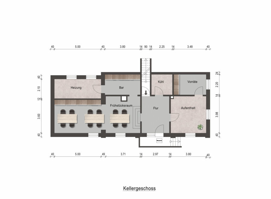 Ferienpension mit viel Platz und Potenzial auf einem großem Grundstück in Ostseenähe - Grundriss KG