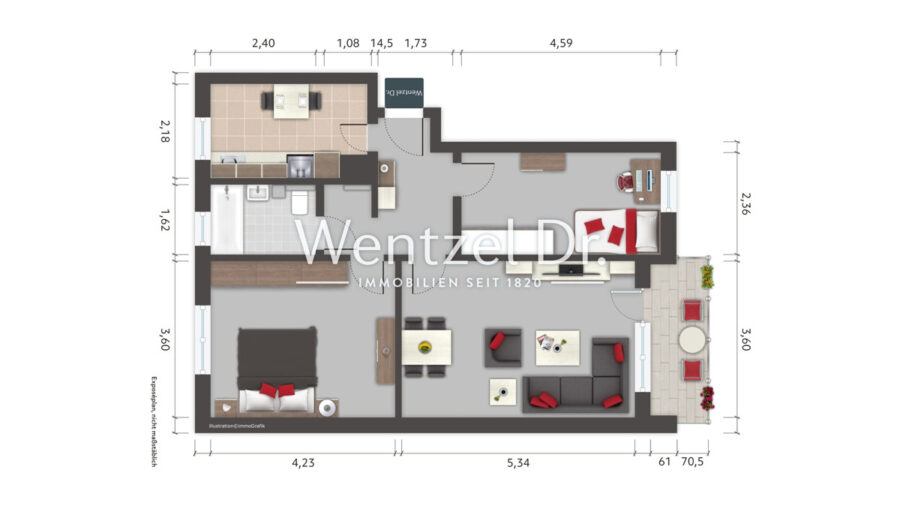 Zentral wohnen! Ideale Wohnung mit Balkon zur Gartenseite! - Grundriss