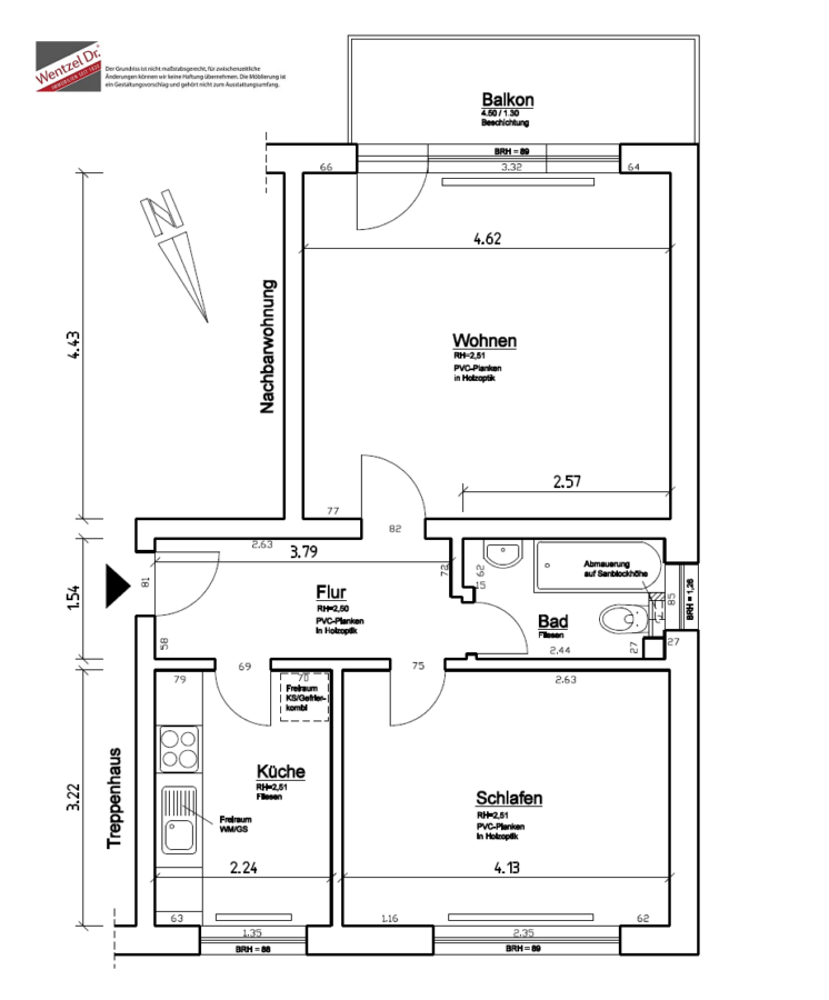 Renovierte Wohnung im EG mit Balkon - Grundriss