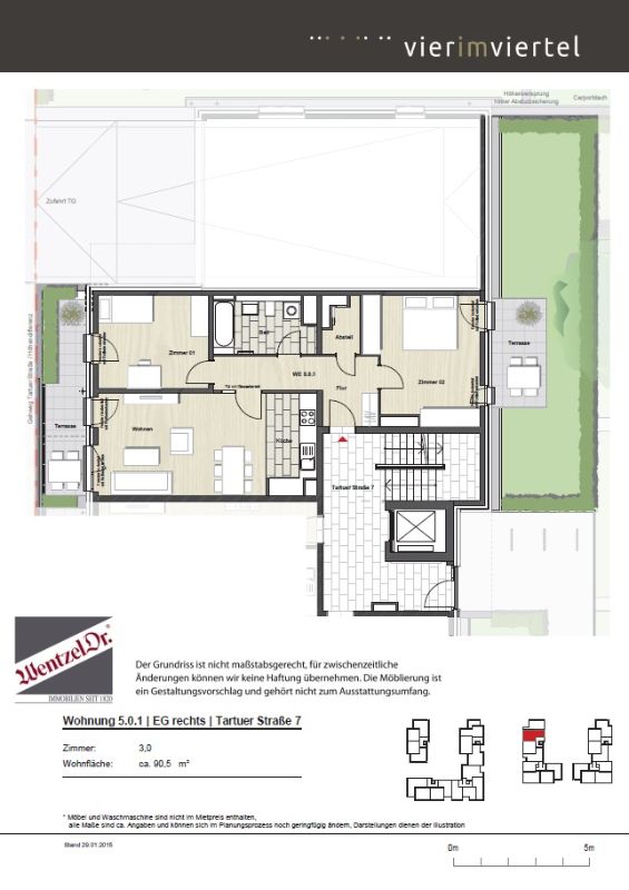 Geräumige Familienwohnung im Erdgeschoss mit zwei Terrassen! - Grundriss