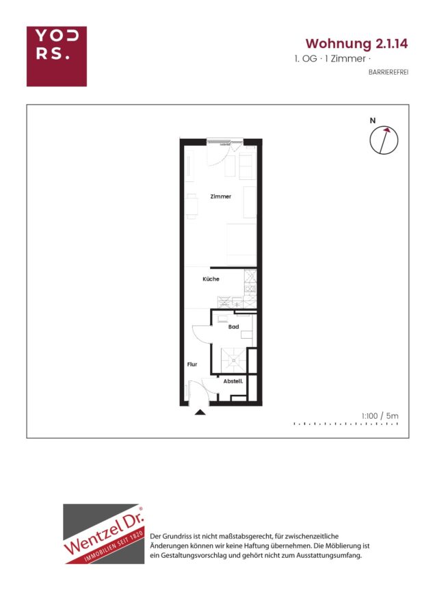 Ideale Singlewohnung in der Nähe des Wandsbeker Quarree - Grundriss