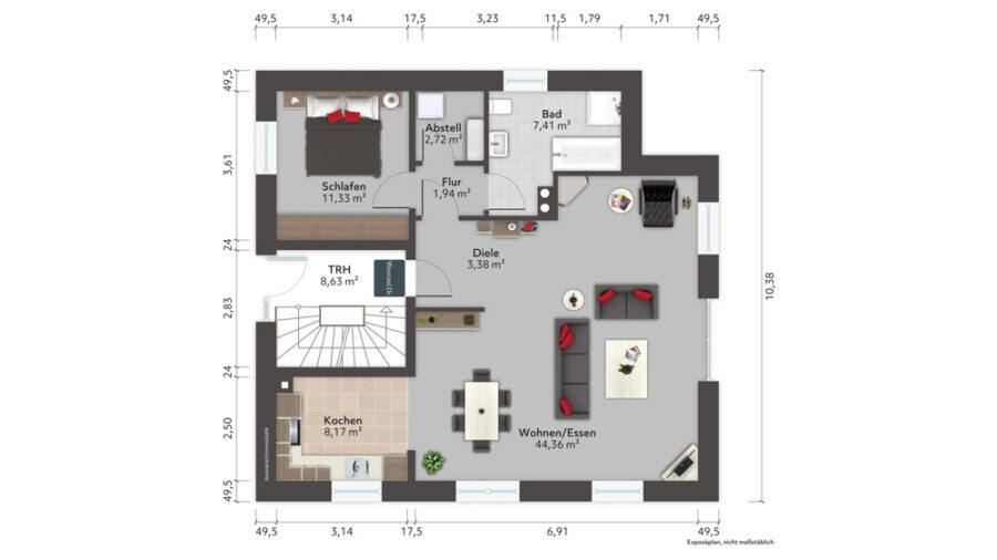 Modernes Zweifamilienhaus in Stelle - Grundriss EG