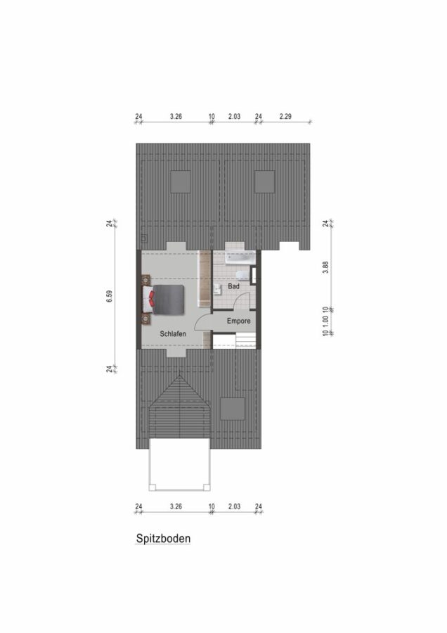 Gut geschnittene und helle Maisonettwohnung mit Balkon und 2 Stellplätzen - Spitzboden