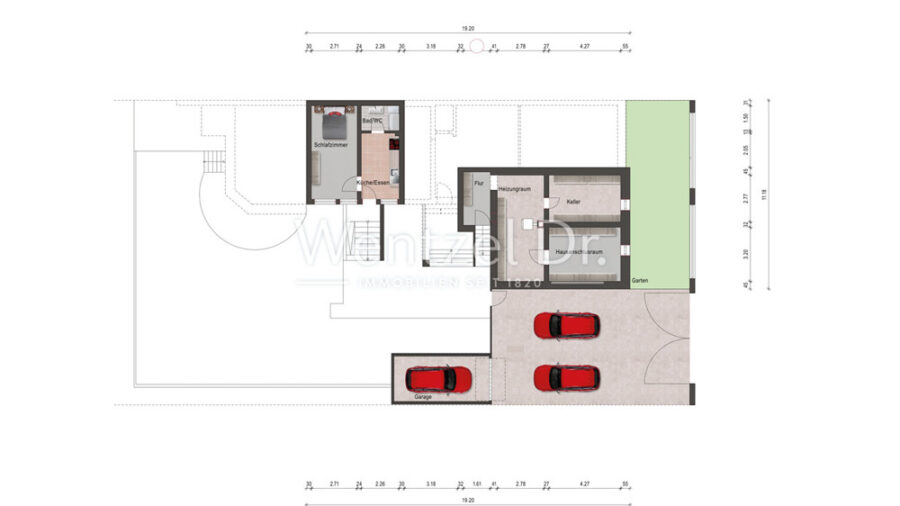 Wohnen und investieren: Einfamilienhaus mit Option für weiteres Eigenheim auf großem Grundstück - Grundriss Einliegerwohnung + Keller