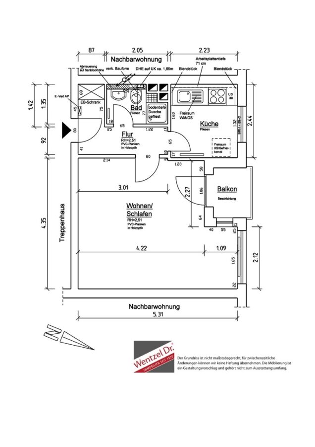 Nähe UKE- Ideale Single- oder Studentenwohnung - Grundriss