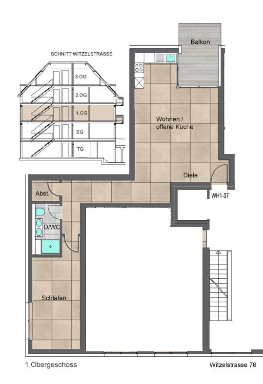 Großzügige 2 Zimmer Wohnung nahe UKD - Grundriss