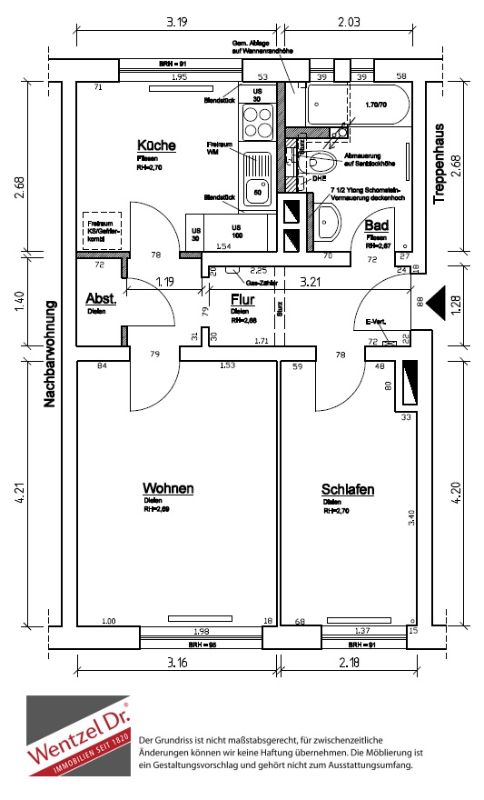 Moderne Singlewohnung - Nahe der Fuhlsbüttler Straße - Grundriss