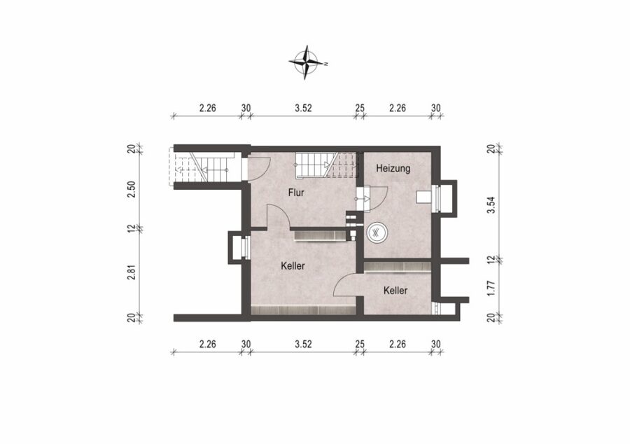 Renovierungsbedürftiges Reihenhaus mit Potenzial - 4 Zimmer, Garten und Vollkeller - Grundriss KG