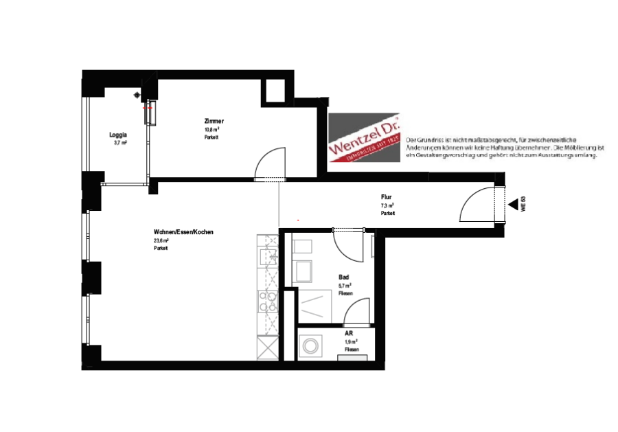 Schöne 2-Zimmer Wohnung in der Hafencity! - Grundriss