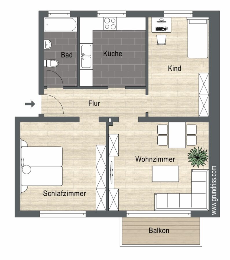 modernisierte Wohnung - Nahe der S-Bahn Neugraben-Fischbek - Mustergrundriss