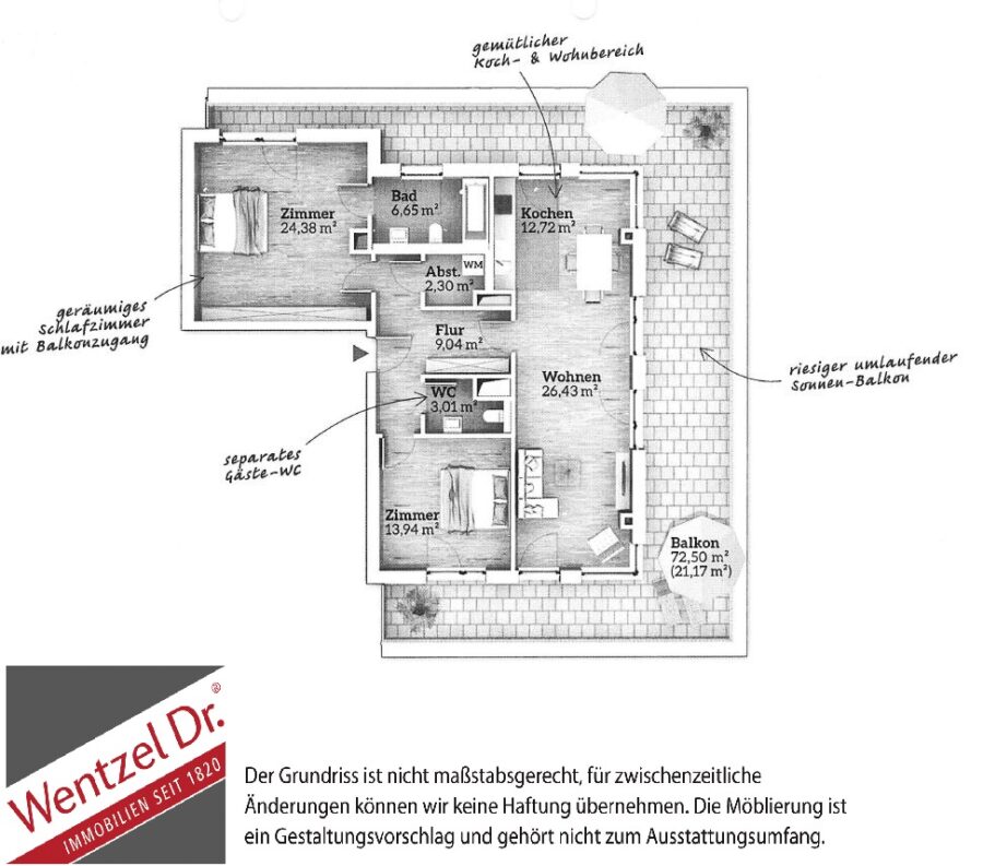 Familienfreundliche Wohnung mit sonnenverwöhnter Dachterrasse! - Grundriss