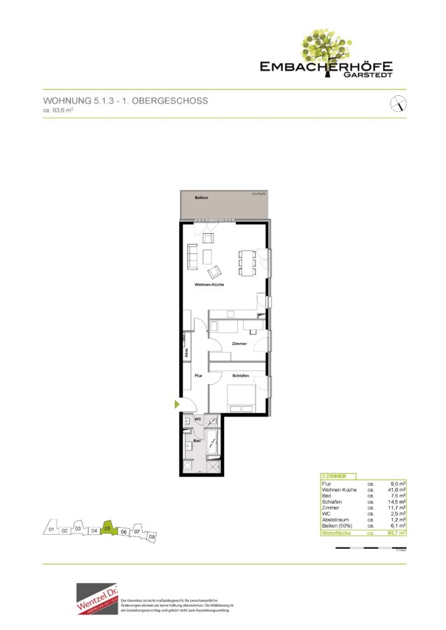 Moderne 3 Zimmerwohnung mit allem Komfort - Grundriss